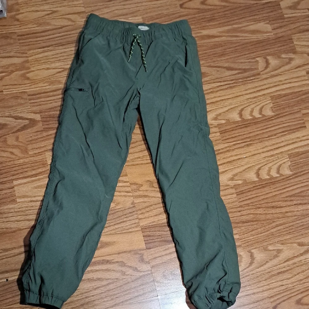Weatherproof Green Joggers with Elastic Cuffs and Drawstring Waistband
